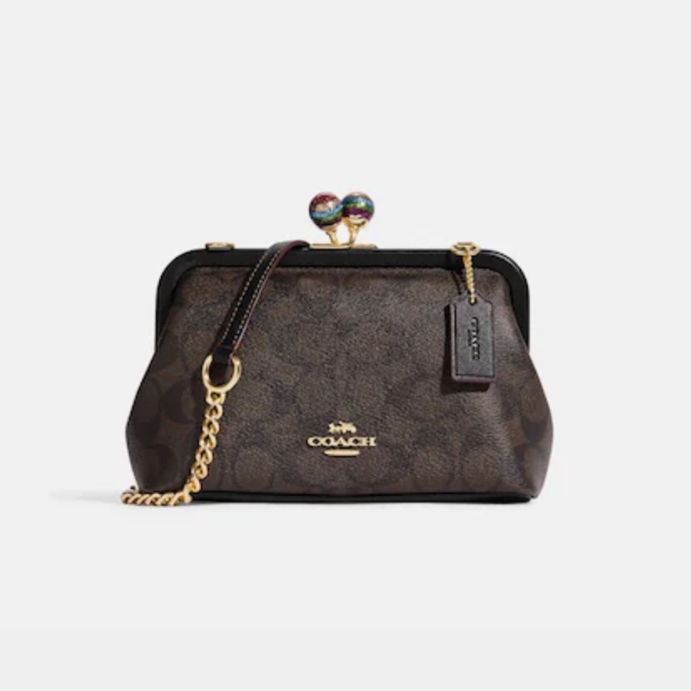 Nora Kisslock Crossbody In Signature Canvas With Glitter